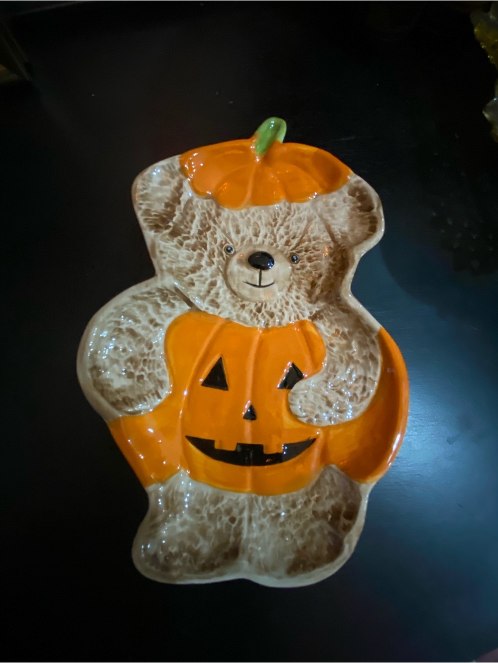 Halloween teddy bear utensil plate